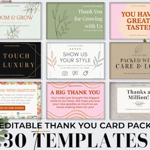 Editable Ecommerce Thank You Card Template Canva Pack, Printable Package Insert for Small Business, Custom Order Insert Card, QR Code Pack