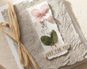 Custom Occasion Pressed Flower Card | Handmade Cotton Paper Greeting Card | Real dried flowers Card | Birthday Anniversary Gift
