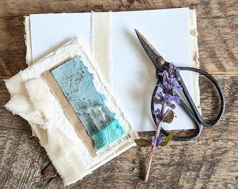 Carte botanique en cristal faite main | Papier de coton fait main, voeux inspirés de la nature