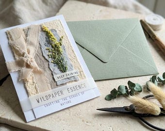 carte botanique Solidago faite main | Papier en coton recyclé, voeux inspirés de la nature