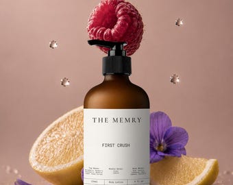 First Crush - Inspired By Her - Luxury Body Lotion | Personalized With Name or Message | Long Lasting | 8oz Glass Bottle | Perfect Gift