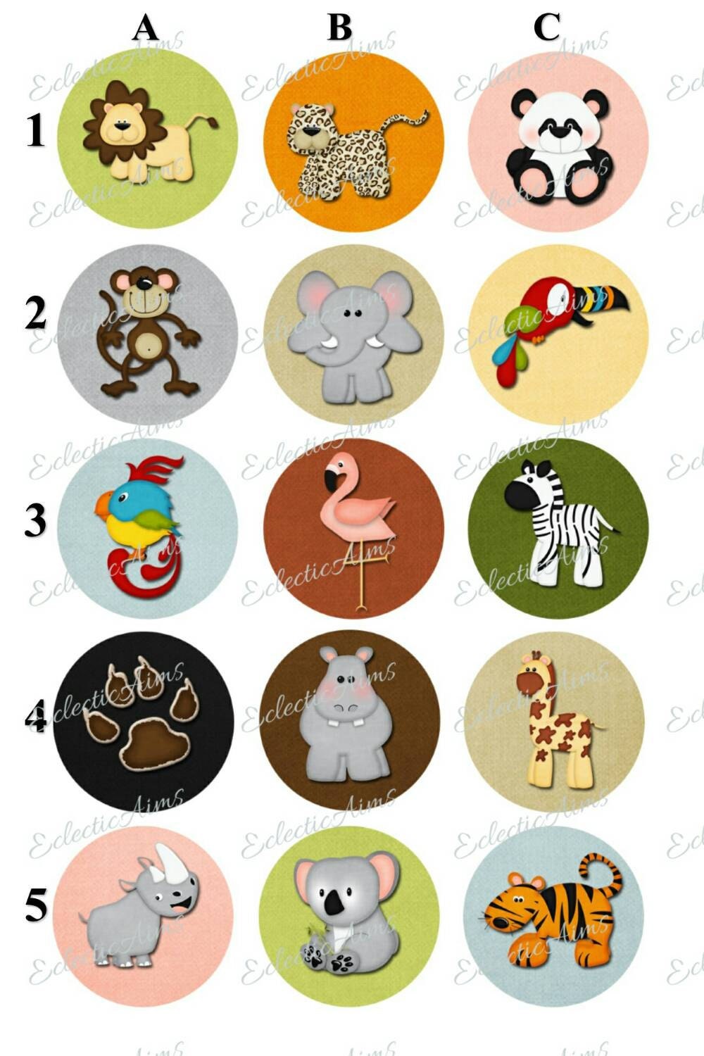 Zoo Animal Pinback Button / Safari Theme Button Pins / Jungle Etsy