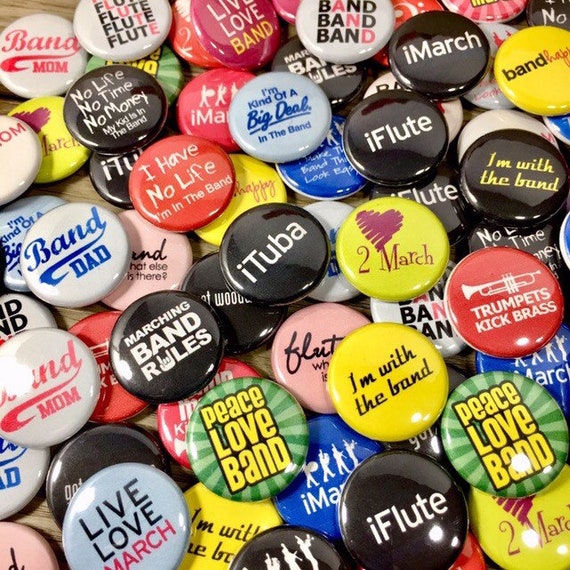 Band Button Pins Marching Band Pinback Button Badge Band Etsy