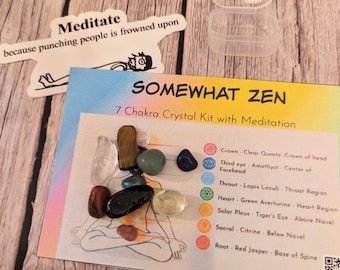 7 Chakra Crystal Kit with Meditation, Crystals, Mini Chakra Kit, Meditation Gift, Self Help Gift,