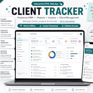 Client tracker for Small Business CRM Tool | Invoice Tracking, Task Management & Client Communication Log | digital product