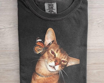 Chain, Wing, And The Red Eye Tee, Vintage Wash Funny Cat Meme Shirt, Aesthetic Pet Lover Gift, Unisex Graphic Tee