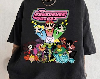 Vintage Powerpuff Girls Washed Tee, Powerpuff Girls Shirt, Perfect Y2K Gift, Unisex Graphic Tee, Gym Shirt, Gift for Fan Powerpuff
