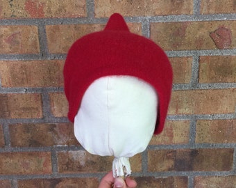 Gnome Hat 3-6 Month Repurposed Cashmere  in Deep Red