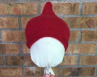 Gnome Hat 3-6 Month size Repurposed Cashmere  in Cranberry Red