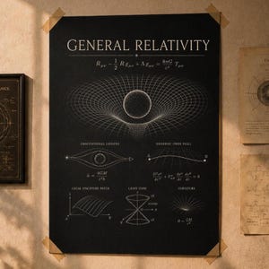 Pôster da Teoria da Relatividade Geral, Arte de Parede com as Equações de Campo de Einstein, Impressão de Física
