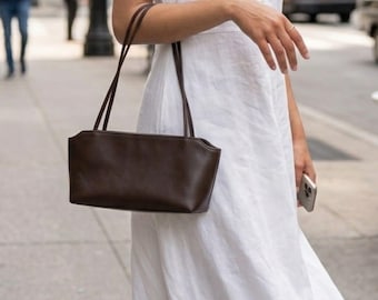 Bolsos de hombro de piel de cordero, bolso pequeño de cuero marrón, bolsos de moda 2026, bolso de cuero negro, bolso elegante para la oficina y las compras, bolso minimalista