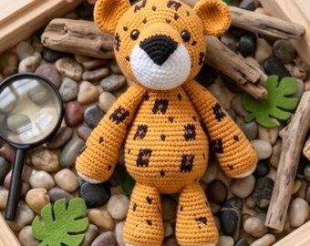 Amigurumi Jaguar – wzór szydełkowy w formacie PDF Wzór do pobrania Pluszowa zabawka Łatwa dla początkujących i średnio zaawansowanych