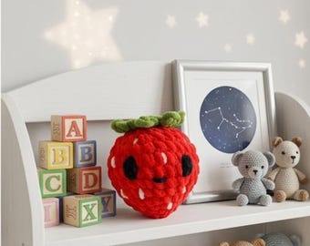 Brelok do kluczy z truskawką amigurumi – wzór szydełkowy (do pobrania w formacie PDF) – pluszowa zabawka dla początkujących