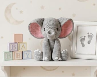 Amigurumi Jumbo Słoń – Wzór szydełkowy w formacie PDF Wzór do pobrania Pluszowa zabawka Łatwa dla początkujących/średnio zaawansowanych