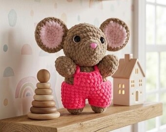 Pobierz wzór PDF na pluszową myszkę Amigurumi. Pluszowe zwierzątko dla dziecka. Łatwe i przyjazne dla początkujących.