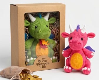 Wzór na szydełkowego smoka Amigurumi w formacie PDF Pobierz wzór Pluszowy zwierzak Łatwy dla początkujących