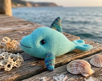 Wzór szydełkowy na delfina amigurumi w formacie PDF Wzór do pobrania Pluszowy miś pluszowy Łatwa i przyjazna dla początkujących