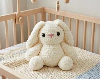 Wzór PDF na Amigurumi Marshmallow, Aksamitnego Króliczka do pobrania. Pluszowy zwierzak dla dziecka. Łatwy i przyjazny dla początkujących.