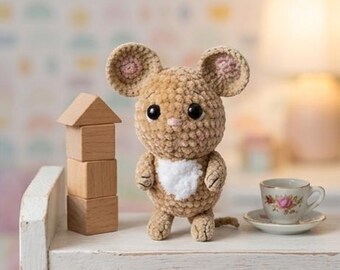 Amigurumi Plush Brown Mouse Lilobia PDF Pattern Download Stuffed Baby Animal Plushie Easy Beginner Friendly