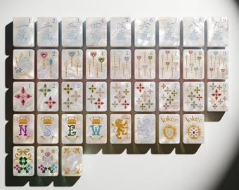Luxury Mahjong Set | Royal Jewel Tiles | Victorian Heraldic Design | Complete 160 Piece American Mah Jongg