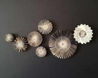 Paper Cog Wall Sculpture - Wall Appliques Paper Star Constellation Neutral Home Decor Grey Modern Art Installation - Recycled Book Paper Art