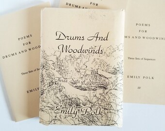 Poems for Drums and Woodwinds - Emily Polk - Set of 3 Vintage Softcover Poetry Books in Illustrated Presentation Envelope - Signed Edition