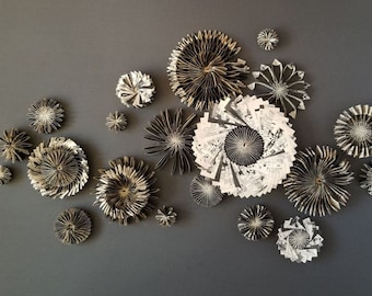 Book Paper Wall Sculpture - Recycled Manga Comic Book Art Installation
