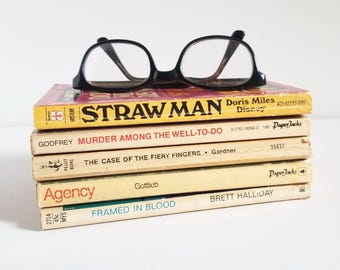 Pulp Fiction Paperback Books - Set of 5 Vintage 60s & 70s Murder Mystery Thriller Novels