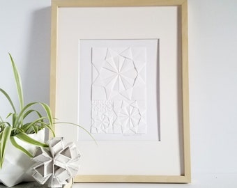 White Paper Collage Art - Origami Sketch No2 - Original Geometric Art - Modern Minimalist Art