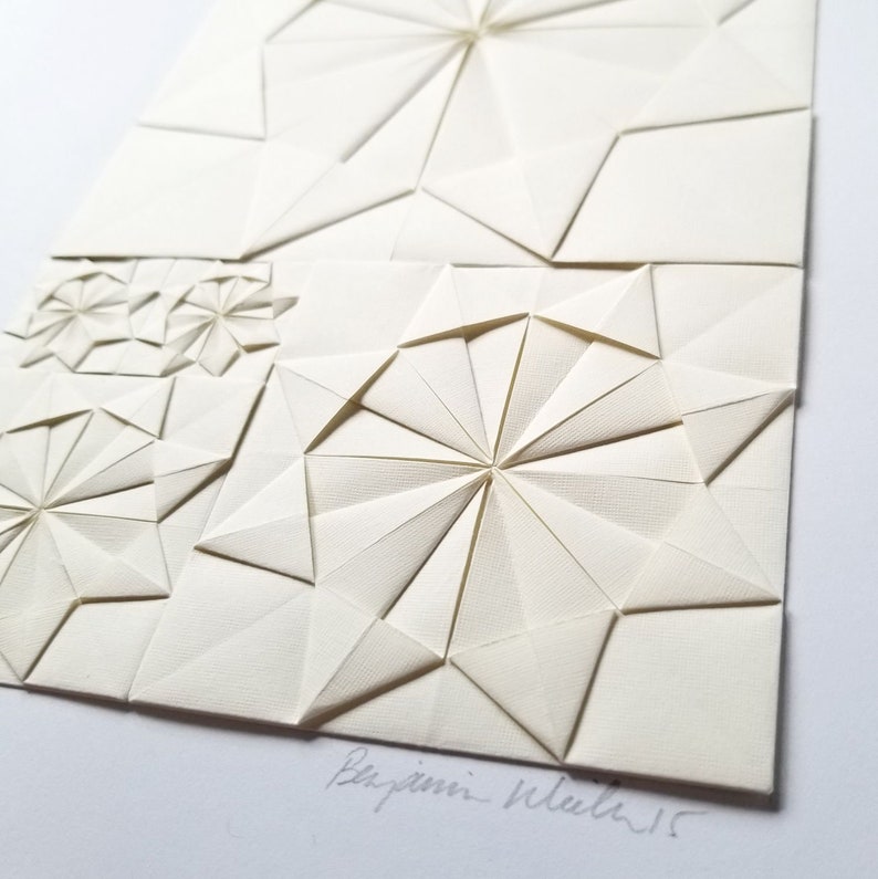 Ivory Paper Collage Art Origami Sketch No2 Original Modern Minimalist Art Paper Anniversary Gift image 4