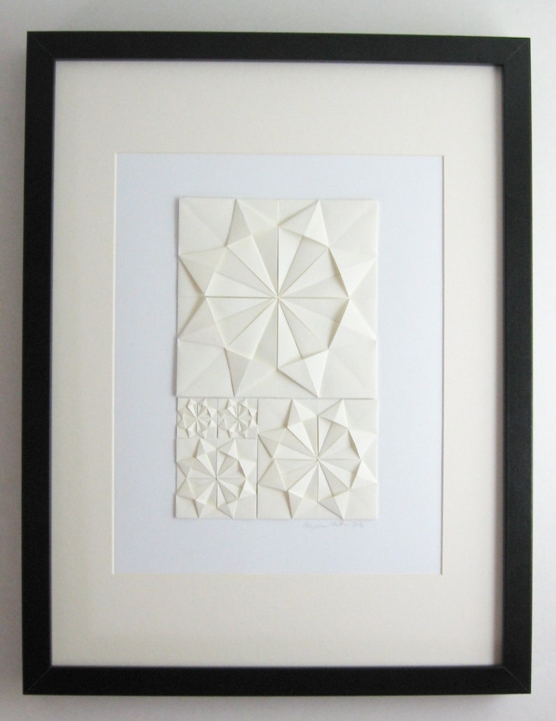 Ivory Paper Collage Art Origami Sketch No2 Original Modern Minimalist Art Paper Anniversary Gift image 6
