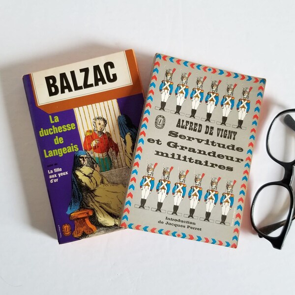 French Language Paperback Books - Vintage Le Livre de Poche - Classic French Novels by Honoré de Balzac, Alfred de Vigny