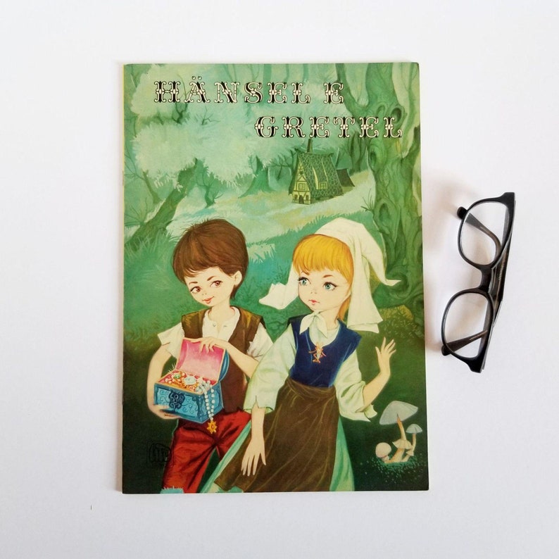 Hansel and Gretel - Vintage large softcover book in the Italian language. An Illustrated Grimms Fairy Tale, Childrens Storybook