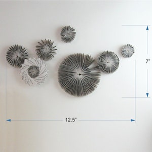Paper Cog Wall Sculpture Wall Appliques Paper Star Constellation Neutral Home Decor Grey Modern Art Installation Recycled Book Paper Art image 3