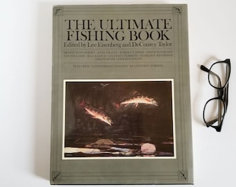 The Ultimate Fishing Book - Vintage Illustrated Black Hardcover Book - Large Coffee Table Art Book & Story Anthology