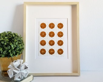 Metallic Gold Origami Art - Geometric Paper Collage - Modern Home Decor