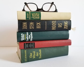 Set of 5 German Books - Vintage Decorative Hardcover Book Collection - German Language Novels