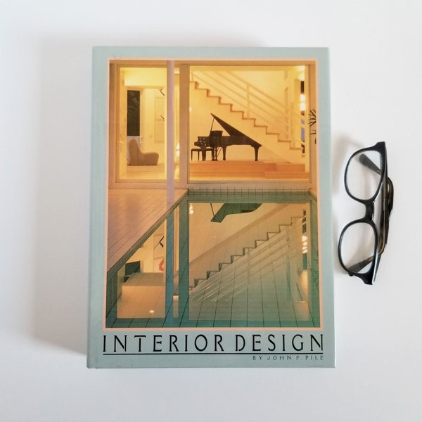 Interior Design Reference Book by John F. Pile - Vintage Illustrated Blue Hardcover Book - 1988 Harry N Abrams - 20th Century Decor