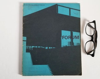 May include: A vintage magazine cover featuring a black and white illustration of a building with the word "FORUM" in white text. The magazine is titled "The Architectural Forum" and the date "October 1968" is printed on the cover.