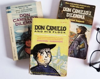 Don Camillo's Dilemma - Giovanni Guareschi - 60s Vintage Illustrated Paperback Book - Funny Italian Priest Adventure Novel