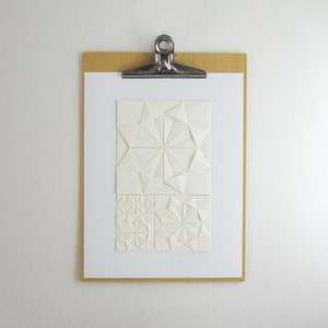 Ivory Paper Collage Art Origami Sketch No2 Original Modern Minimalist Art Paper Anniversary Gift image 5