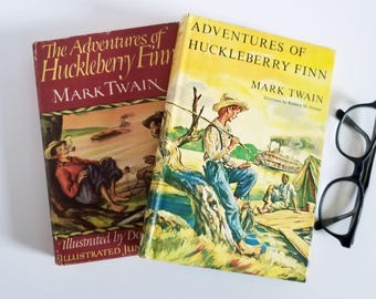The Adventures of Huckleberry Finn - Mark Twain - Vintage Hardcover Book - 1948 or 1954 Edition