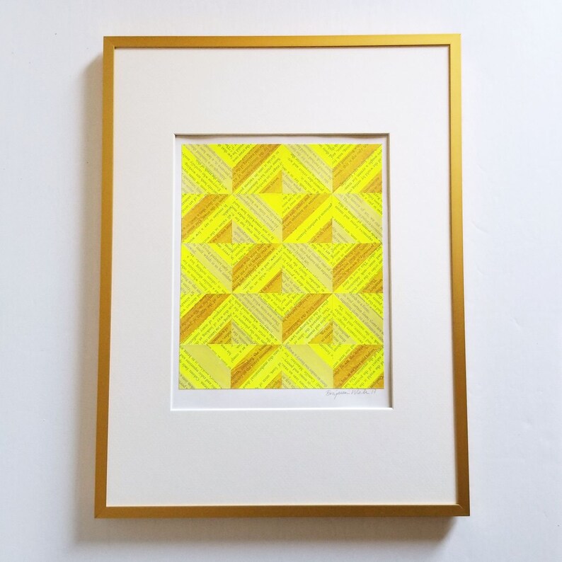 Gold Mosaic Tile Art Book Paper Collage Art Story Etsy