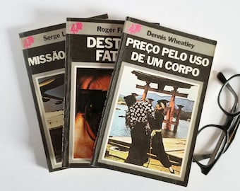 Set of 3 Portuguese Books - 70s Spy Crime Thriller Murder Mystery Novels - Vintage Círculo de Leitores Paperback Novels