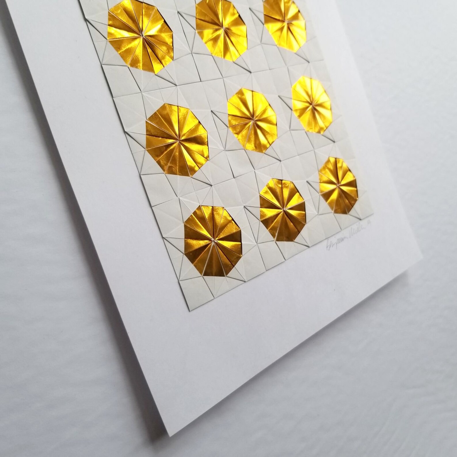 Metallic Gold Paper Collage Art Origami Sketch No25 Gold Etsy Canada
