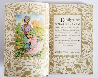 The Rubaiyat of Omar Khayyam - Vintage Red Hardcover Poetry Book - Mahmoud Sayah Illustrated Book - Edward FitzGerald English Translation