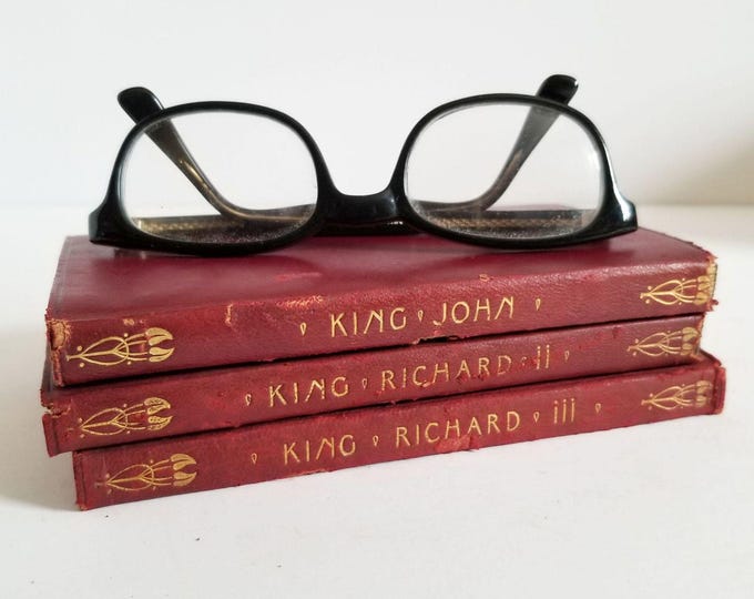 William Shakespeare History Plays - Antique Red Leather Softcover Book - King John, King Richard II