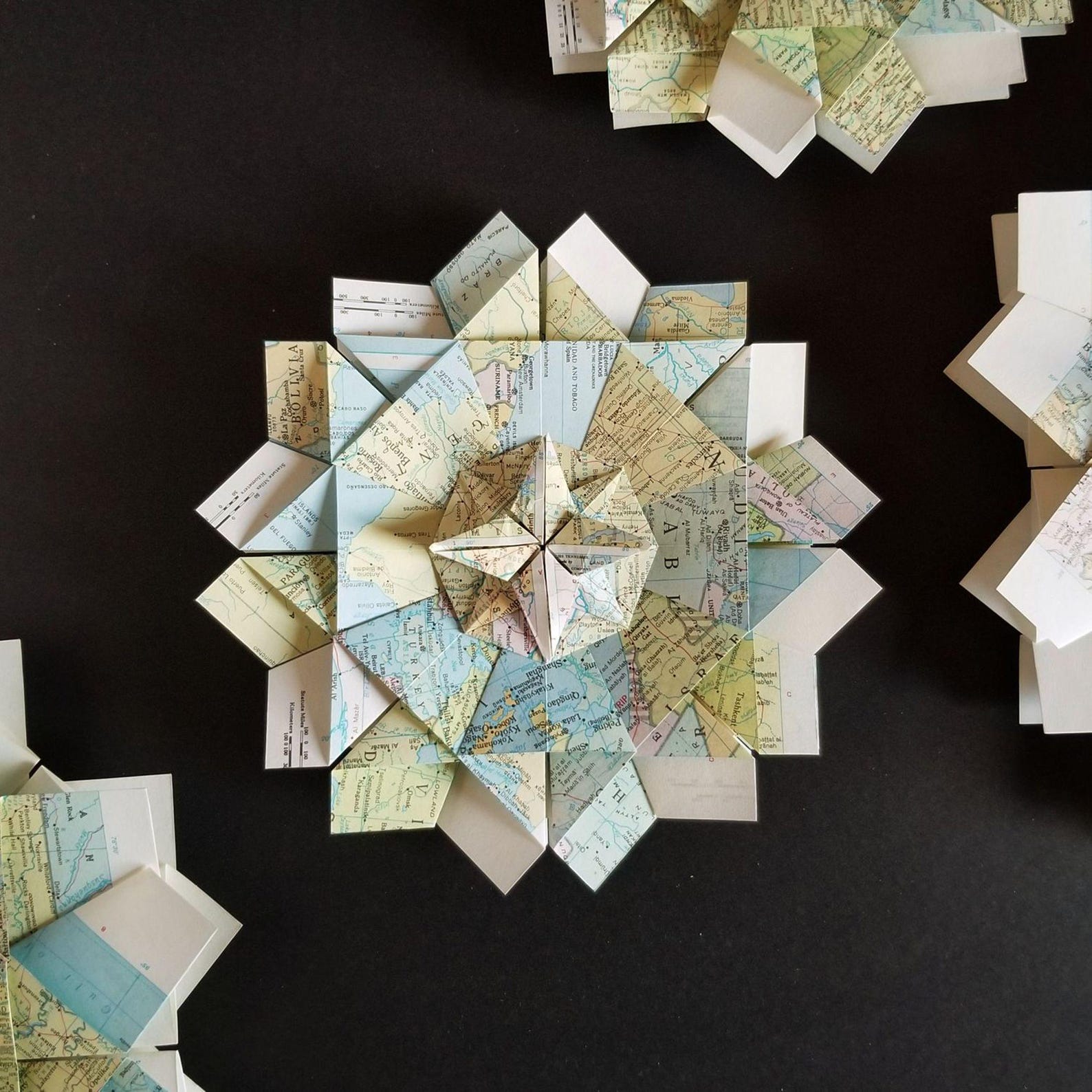 Map Paper Wall Sculpture - 7