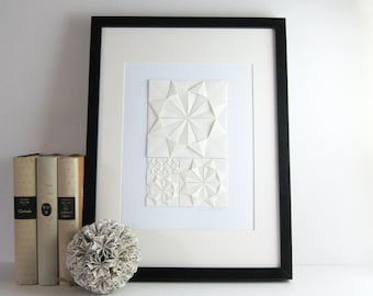 Origami Sketch No2 Ivory Paper Collage - Original Art - Modern Art - Neutral Home Decor - Paper Anniversary Minimalist Art Geometric Circles