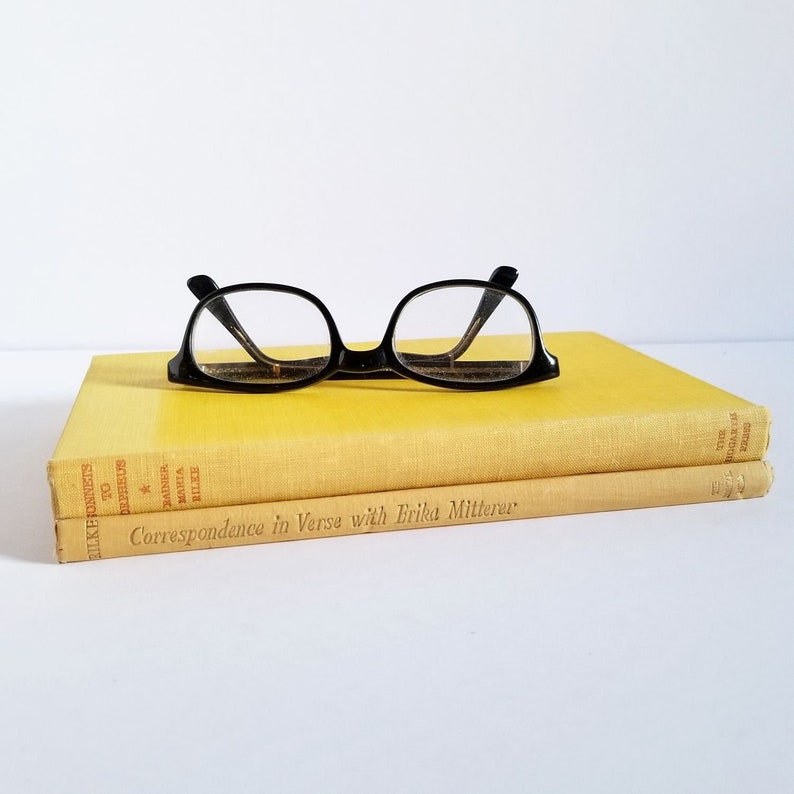 Set of shops 2 Rainer Maria Rilke Poetry Books - Vintage Yellow Hardcover Book Collection - Sonnets to Orpheus & Correspondence w Erika Mitterer